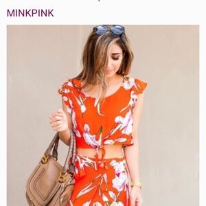 Mink Pink Tangerine Dream Floral Crop Top Size Small